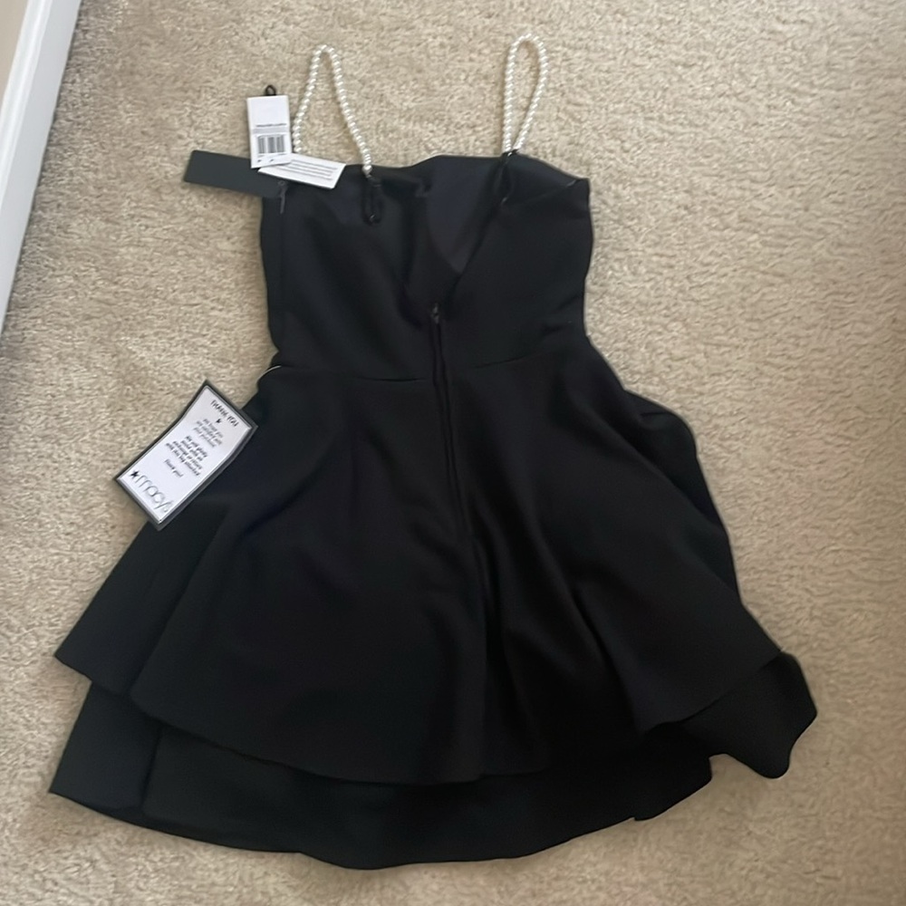 City Studios black dress, imitation pearl straps, brand new with tags, size 1/2 - Picture 2 of 7